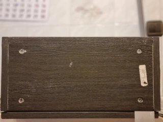 Armario baño madera con baldas cristal