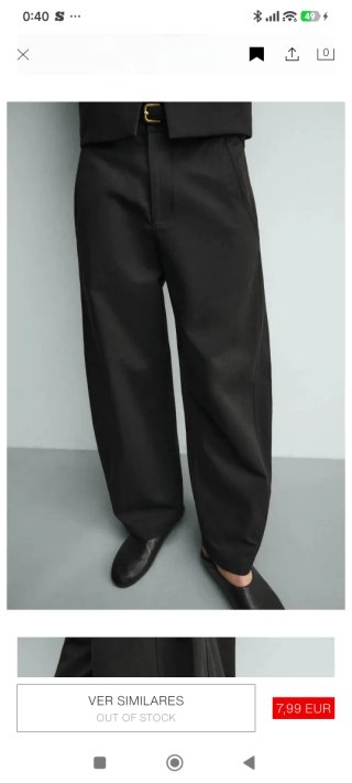 Pantalón Zara Relaxed Fit Ajustable Negro