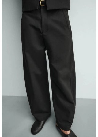 Pantalón Zara Relaxed Fit Ajustable Negro