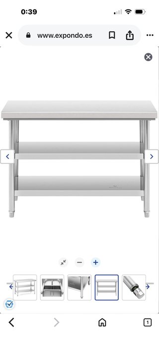 Mesa Acero Inoxidable 120x60 con 2 Baldas