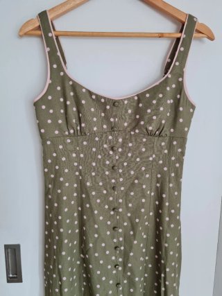 Vestido Zara verde lunares rosa
