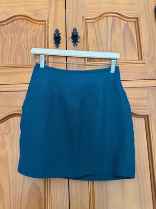 Falda de seda verde azulado