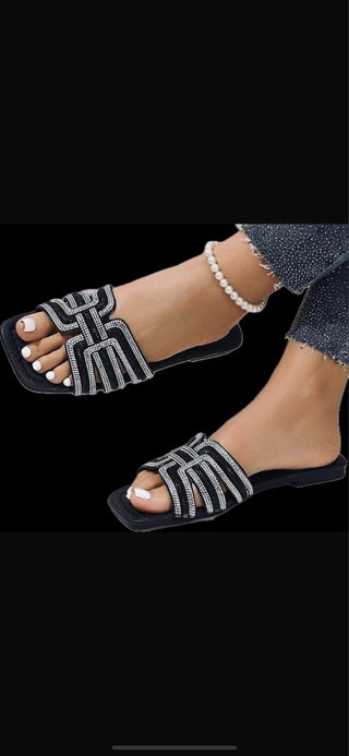 Sandali donna con strass neri e argento