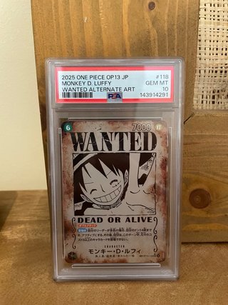 Luffy Wanted PSA 10 Carta One Piece