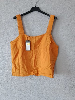 Top tirantes lino amarillo mostaza talla 42