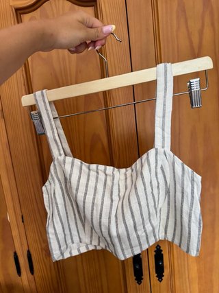 Top rayas blanco y gris