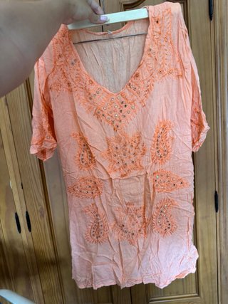 Camisola playera bordada naranja