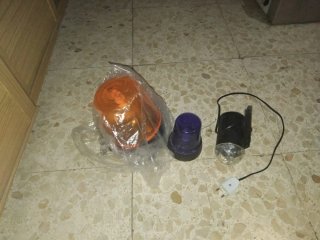 2 Luces Sirena Naranja y Morada + Foco