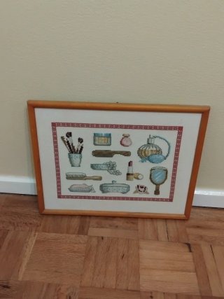 Quadro Ponto Cruz Cosméticos Vintage