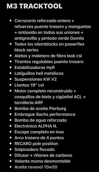 BMW M3 tracktool homologado ACEPTO CAMBIOS