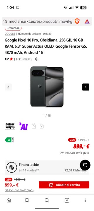 Google Pixel 10 Pro 256GB Obsidian