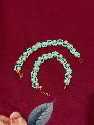 Pulseras bisutería perlas y cuentas turquesa