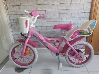 Bicicleta infantil 14 rosa con cesta