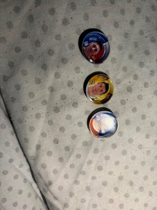 Chapas Fútbol Messi, Ronaldo y kameni 2015/16