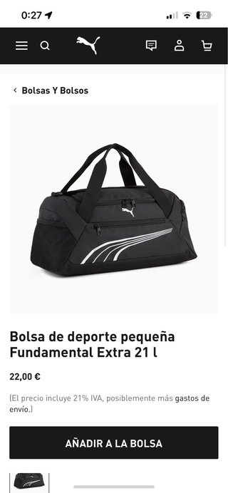 Bolsa Deporte Puma Negra 21L