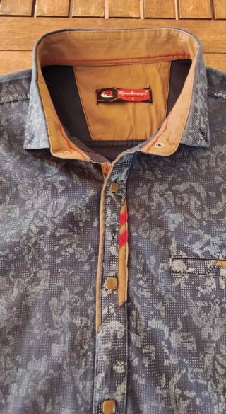Camisa Rawlucci manga corta azul y gris