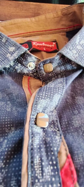 Camisa Rawlucci manga corta azul y gris