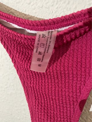 Top de Bikini Rosa Texturizado