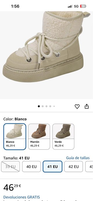 Botas de nieve beige con cordones