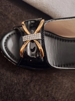 Sandalias cuña negras lazo T40 (equiv. 42)