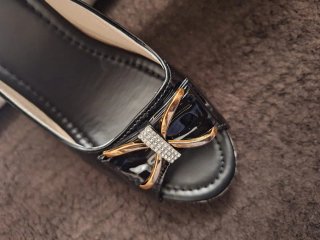 Sandalias cuña negras lazo T40 (equiv. 42)