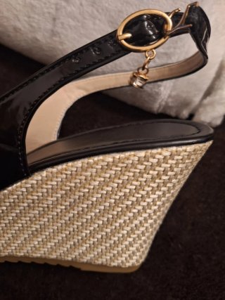 Sandalias cuña negras lazo T40 (equiv. 42)