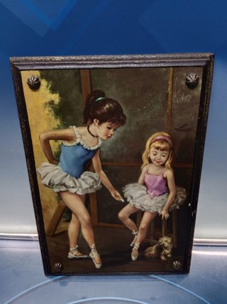marco de madera oleo sobre tabla, bailarinas rusas 23,5x34 cm