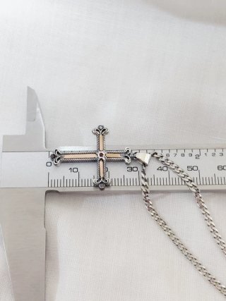 Collar Colgante Cruz Oro 18k Plata Diamantes Rubí