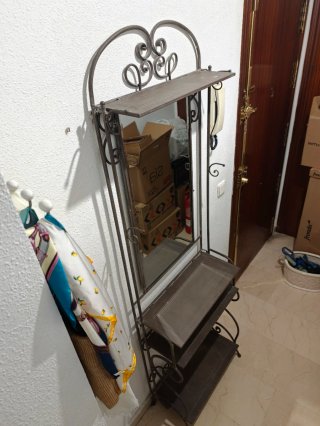 Espejo recibidor vintage metal con estantes