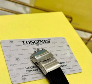 Reloj Longines Negro y Plata Correa Caucho