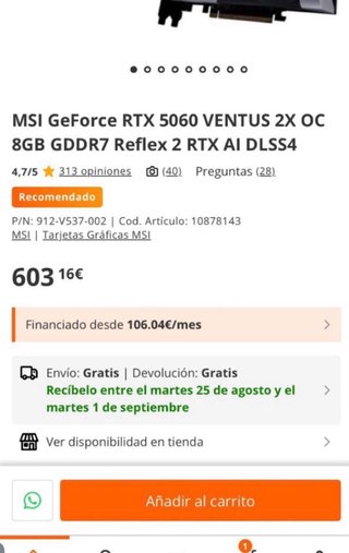 MSI GeForce RTX 5060 Ventus 2X OC Nueva
