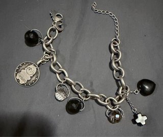 Pulsera Carlota Plata Moneda Piedras Negras