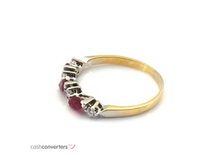 anillo oro 18k con piedra con diamante,rubi t. 16 (17,84 mm)