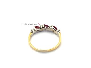 anillo oro 18k con piedra con diamante,rubi t. 16 (17,84 mm)