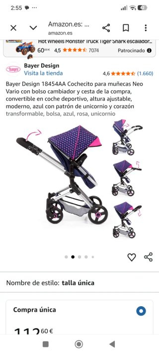 Carrito de muñecas con altura regulable