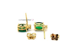 pendientes oro 18k con piedra con circonita