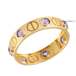 anillo oro 18k con piedra con amatista