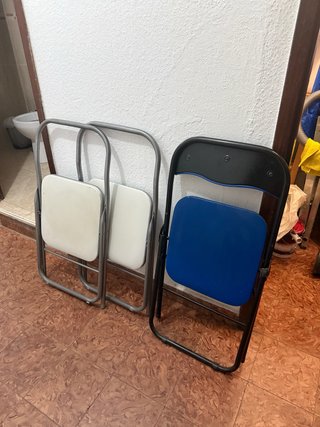 Lote 3 Sillas Plegables Metal y Plástico