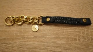 Pulsera Bimba y Lola dorada y cuero