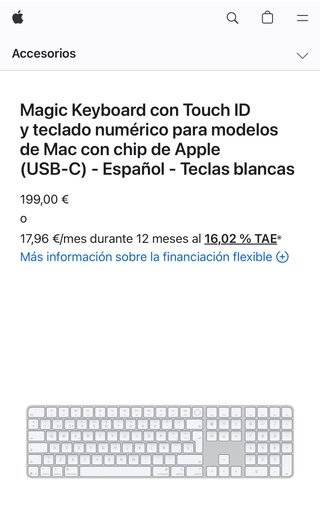 Apple Magic Touch ID Numérico USB-C Español Nuevo