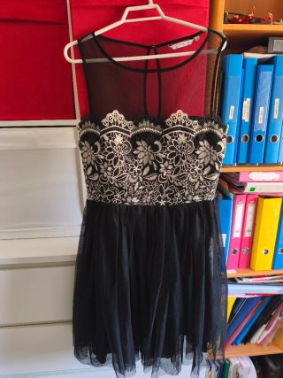 Vestido Blume Negro Encaje Malla