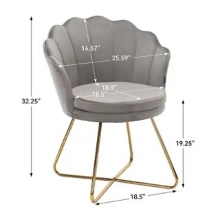​Sillón / Silla Tocador Terciopelo Gris Pétalo