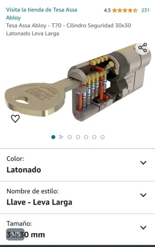 Cilindro Tesa ASSA ABLOY T70 Anti-rotura