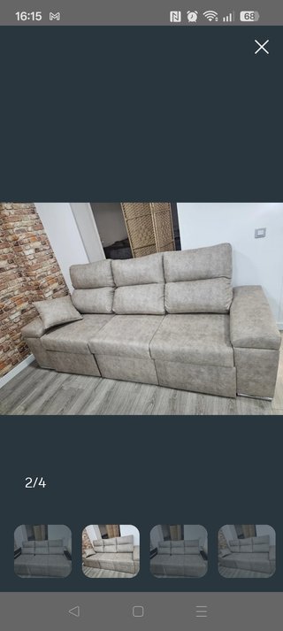 Sofá de tela beige