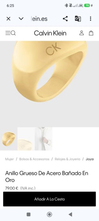 Anillo Calvin Klein Dorado