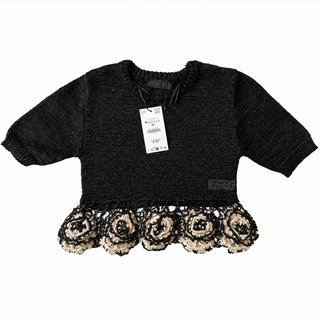 Top punto crochet flores Zara Viral Nuevo Etiqueta