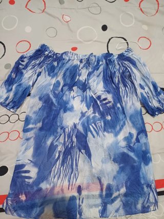 Blusa Zara Estampada Azul y Blanca