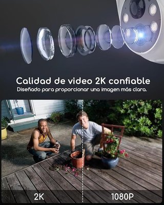 COOAU Q02 cámara 2K PTZ batería WiFi 2.4GHz