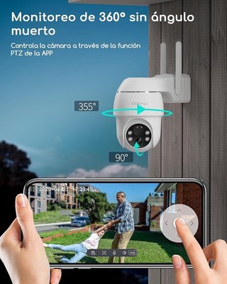 COOAU Q02 cámara 2K PTZ batería WiFi 2.4GHz