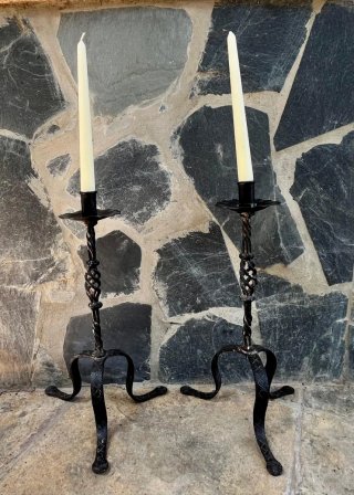 Pareja Candelabros Hierro Forja Andaluz